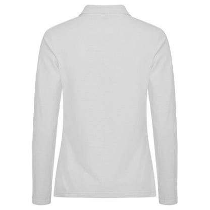 White - Back - Clique Womens-Ladies Manhattan Long-Sleeved Polo Shirt