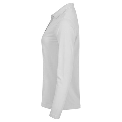 White - Lifestyle - Clique Womens-Ladies Manhattan Long-Sleeved Polo Shirt