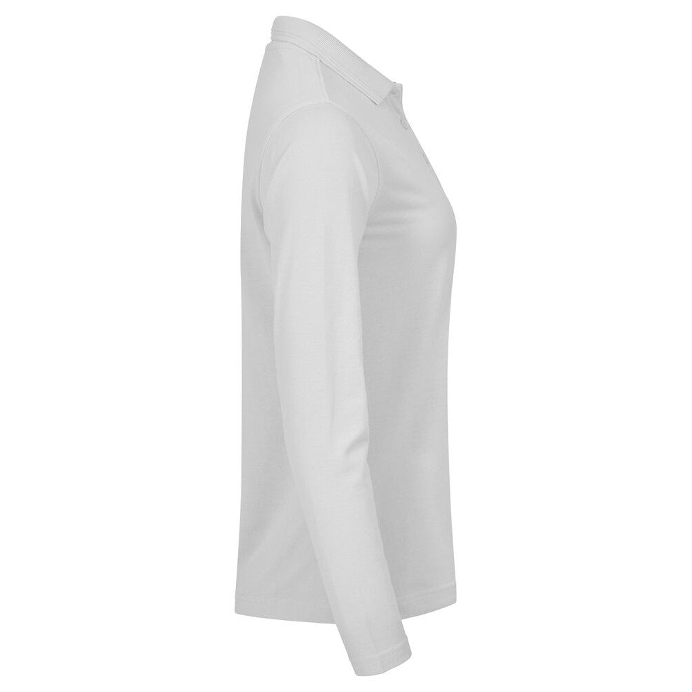 White - Side - Clique Womens-Ladies Manhattan Long-Sleeved Polo Shirt