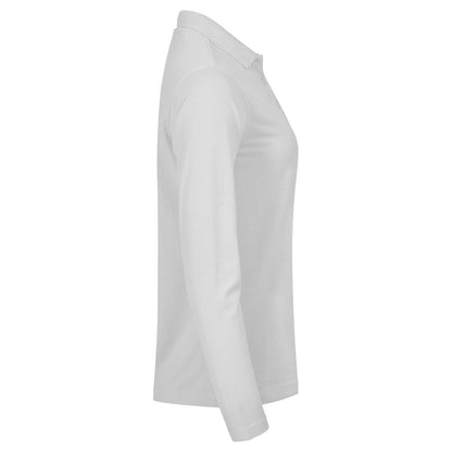 White - Side - Clique Womens-Ladies Manhattan Long-Sleeved Polo Shirt