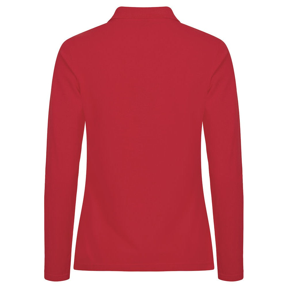 Red - Back - Clique Womens-Ladies Manhattan Long-Sleeved Polo Shirt
