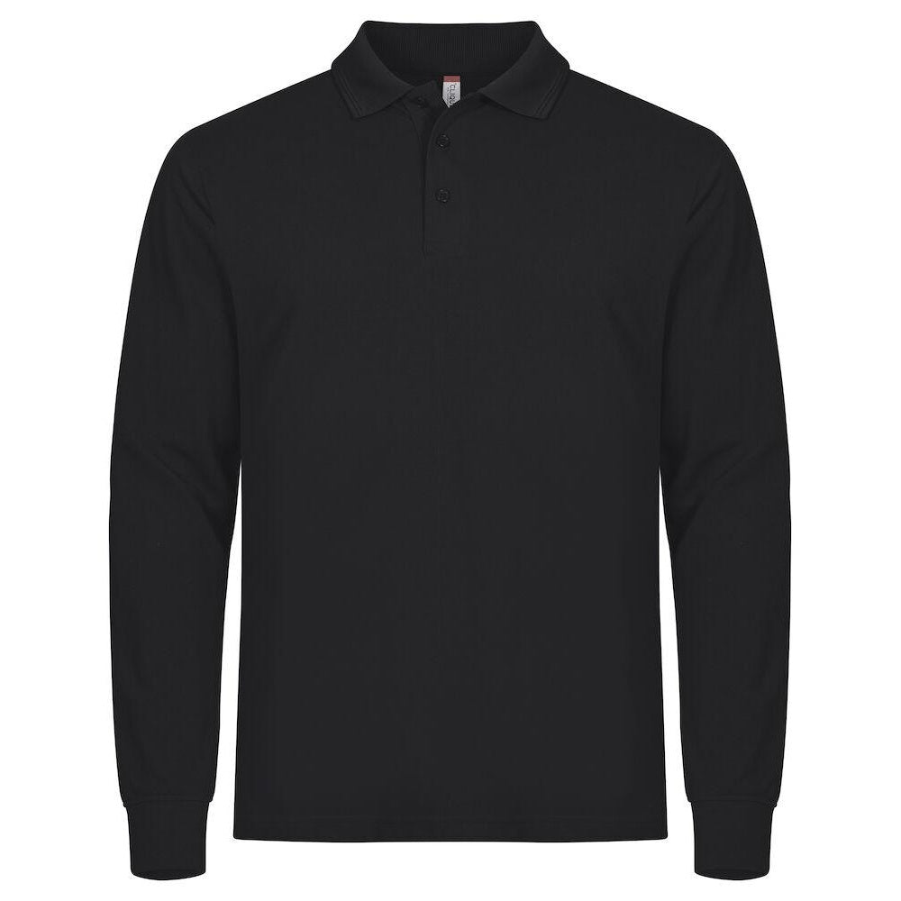 Black - Front - Clique Mens Manhattan Long-Sleeved Polo Shirt