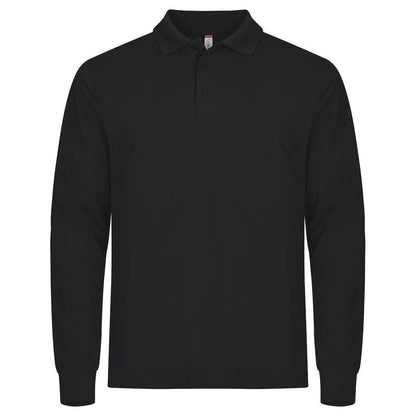 Black - Front - Clique Mens Manhattan Long-Sleeved Polo Shirt