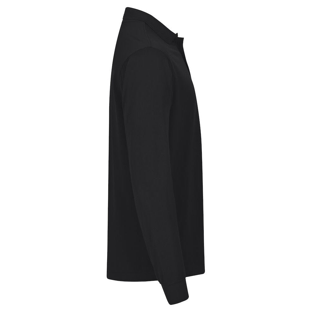 Black - Side - Clique Mens Manhattan Long-Sleeved Polo Shirt
