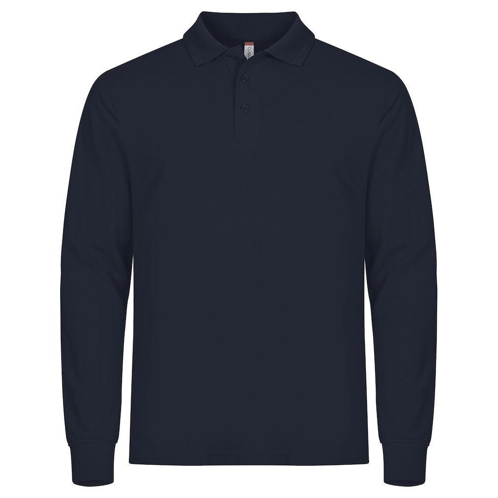 Navy - Front - Clique Mens Manhattan Long-Sleeved Polo Shirt