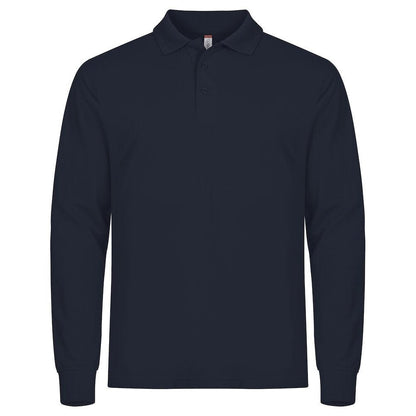 Navy - Front - Clique Mens Manhattan Long-Sleeved Polo Shirt