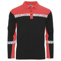 Black-Red - Front - Projob Mens Progression Pique Long-Sleeved Polo Shirt