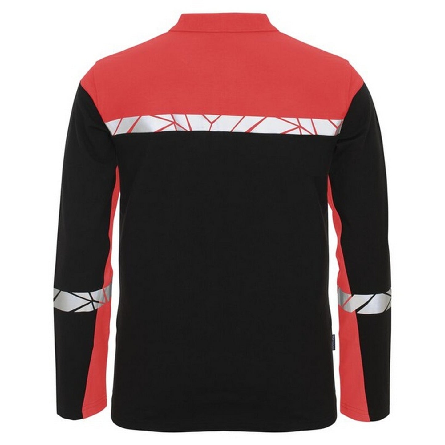 Black-Red - Back - Projob Mens Progression Pique Long-Sleeved Polo Shirt