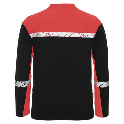 Black-Red - Back - Projob Mens Progression Pique Long-Sleeved Polo Shirt