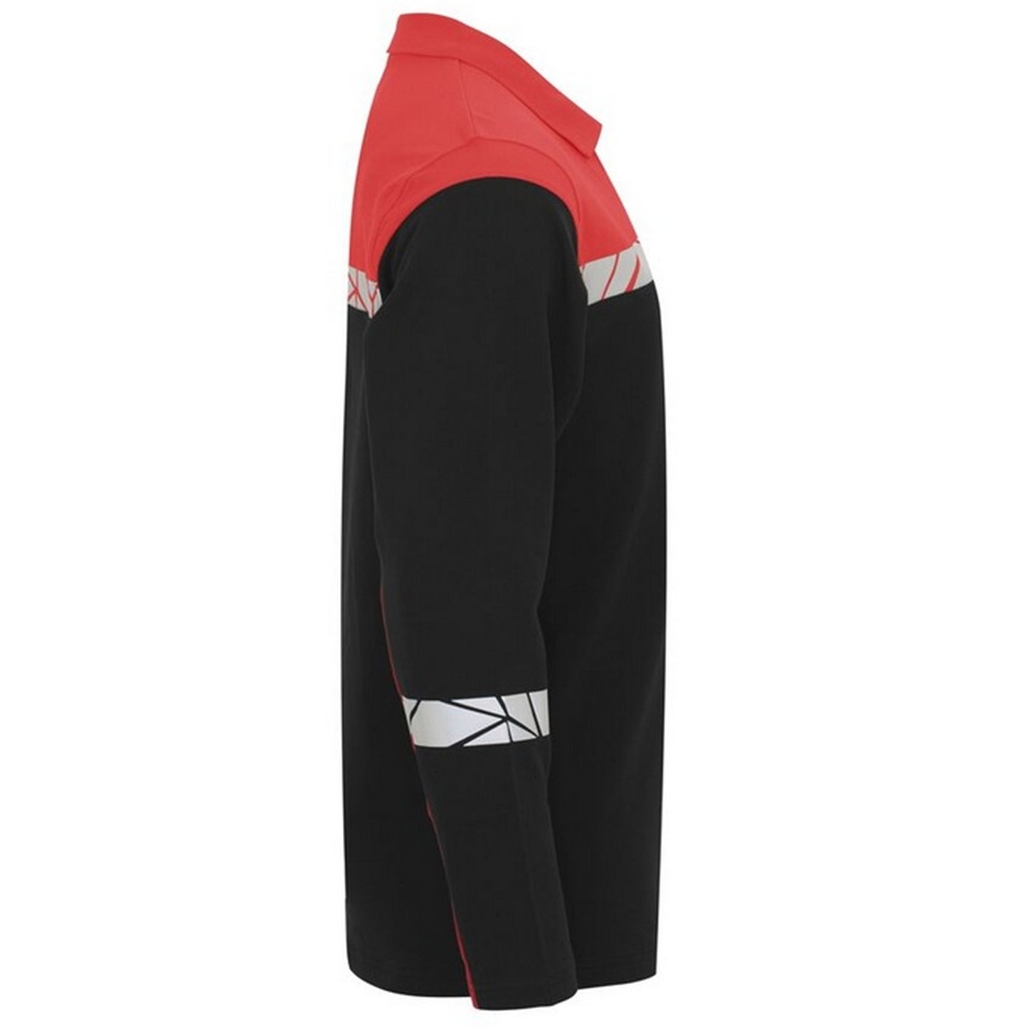 Black-Red - Side - Projob Mens Progression Pique Long-Sleeved Polo Shirt