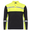 Black-Yellow - Front - Projob Mens Progression Pique Long-Sleeved Polo Shirt