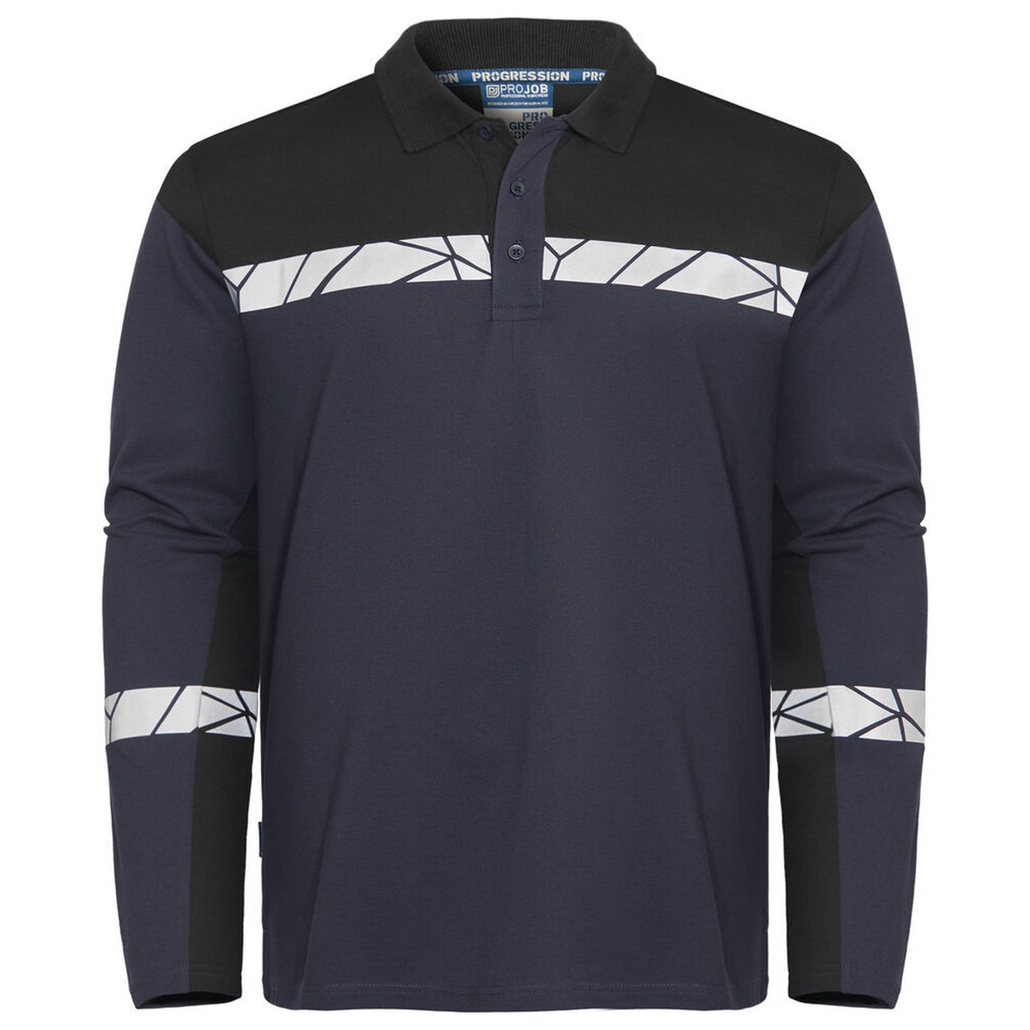 Navy-Blue - Front - Projob Mens Progression Pique Long-Sleeved Polo Shirt