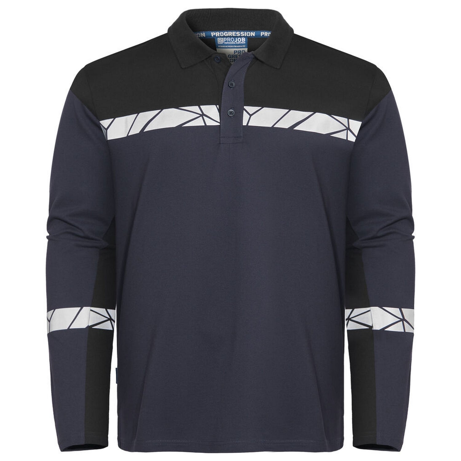 Navy-Blue - Front - Projob Mens Progression Pique Long-Sleeved Polo Shirt
