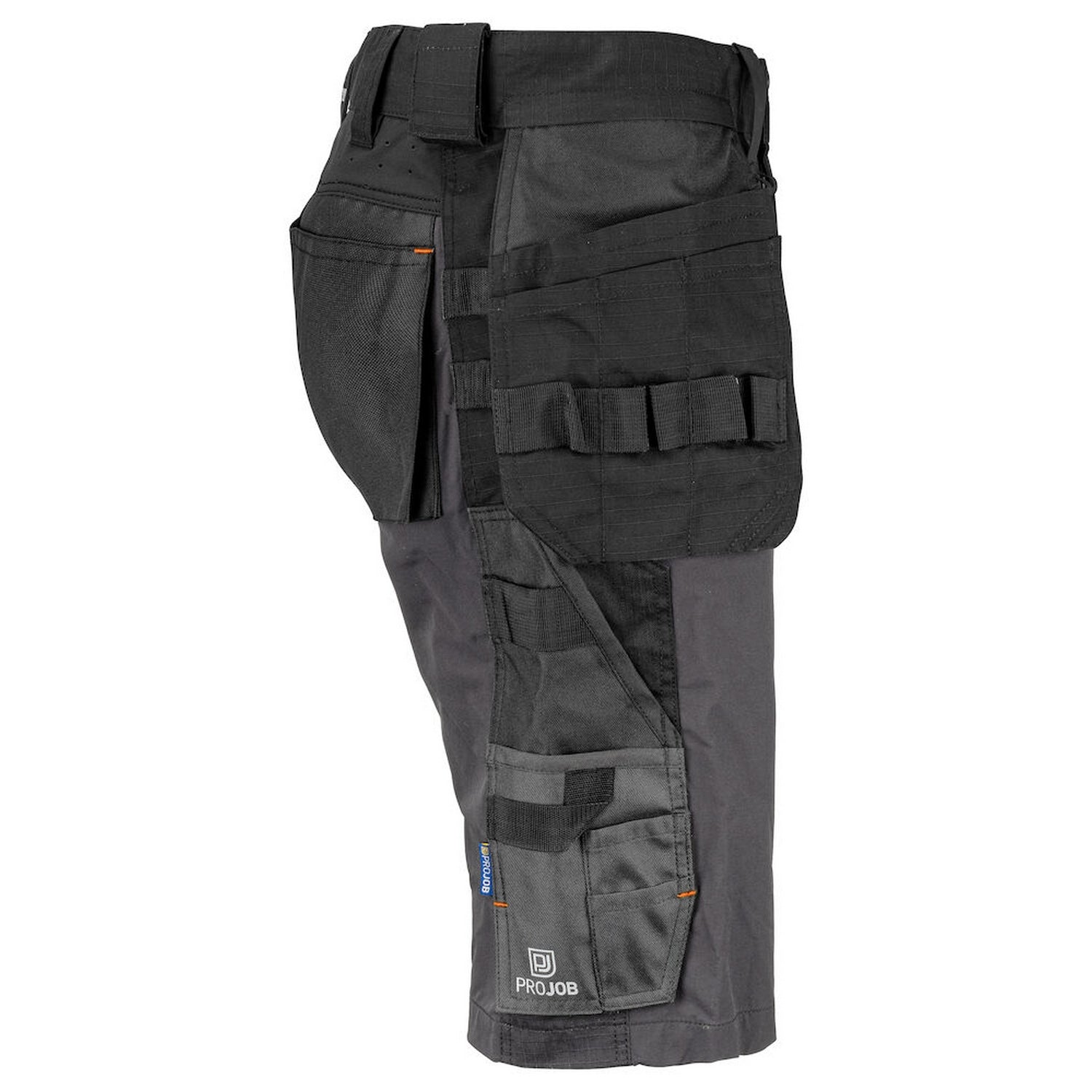 Grey - Side - Projob Mens Stretch Cargo Shorts