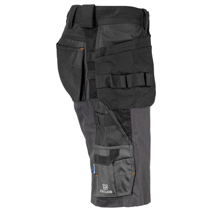 Grey - Side - Projob Mens Stretch Cargo Shorts