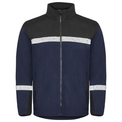 Navy-Black - Front - Projob Mens 7300 Fleece Jacket