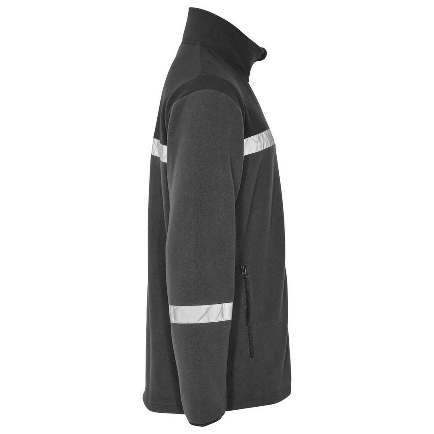 Grey-Black - Side - Projob Mens 7300 Fleece Jacket