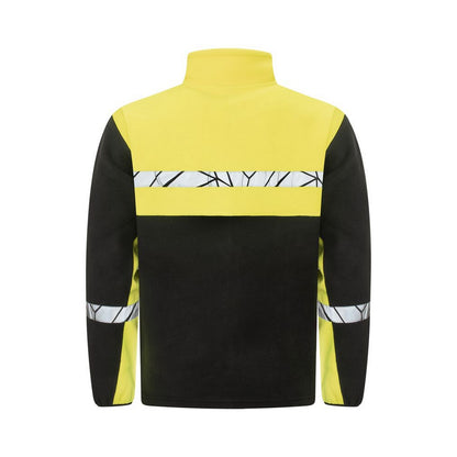 Black-Yellow - Back - Projob Mens 7300 Fleece Jacket