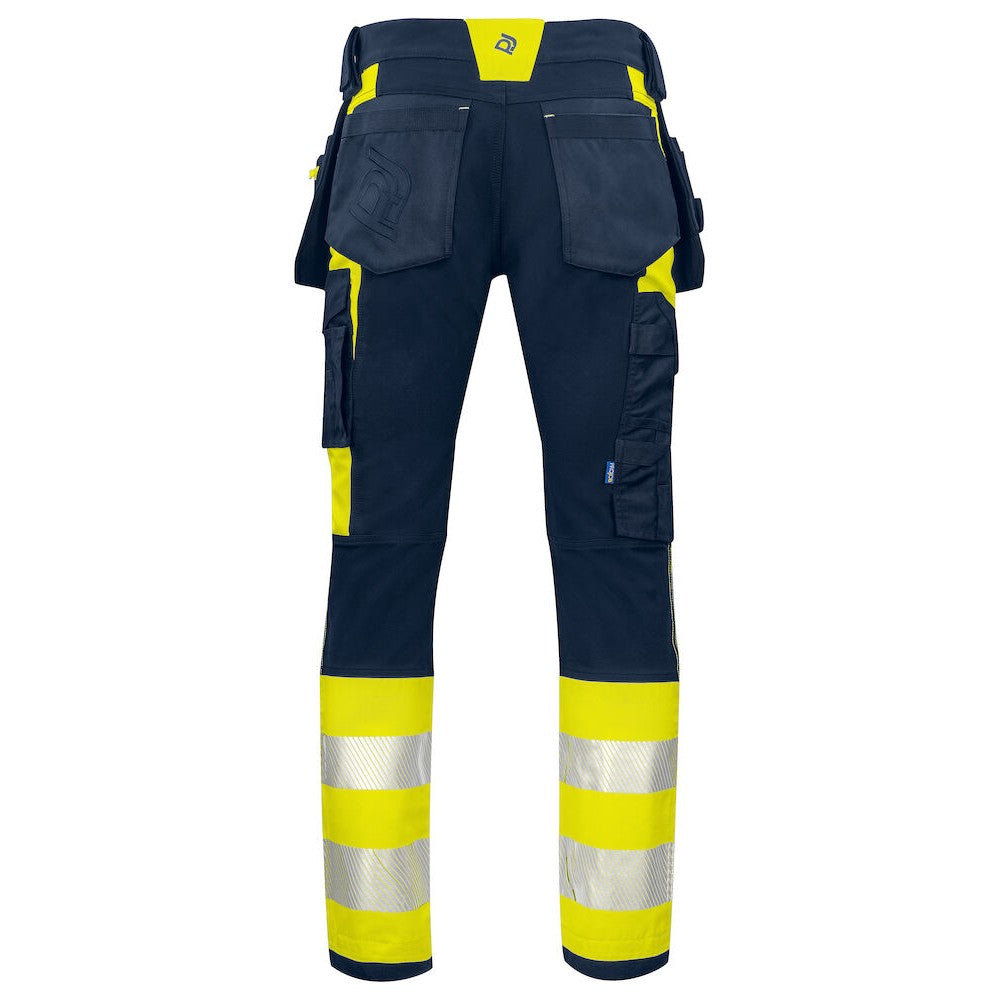 Yellow-Navy - Back - Projob Mens 6540 Hi-Vis Work Trousers