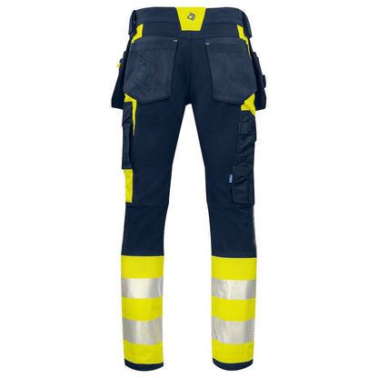 Yellow-Navy - Back - Projob Mens 6540 Hi-Vis Work Trousers