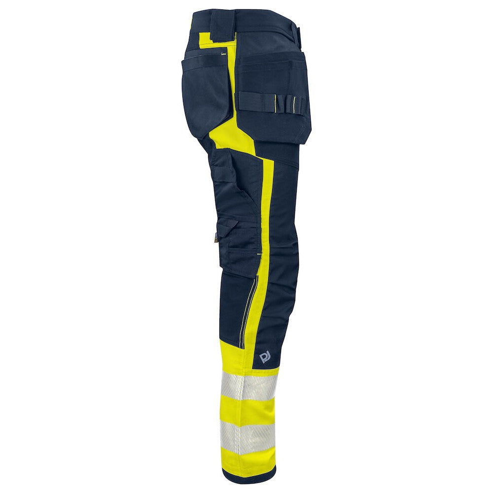 Yellow-Navy - Side - Projob Mens 6540 Hi-Vis Work Trousers