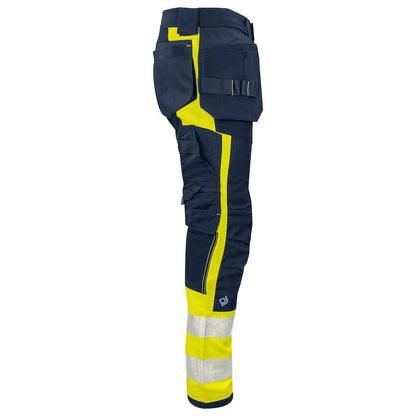Yellow-Navy - Side - Projob Mens 6540 Hi-Vis Work Trousers