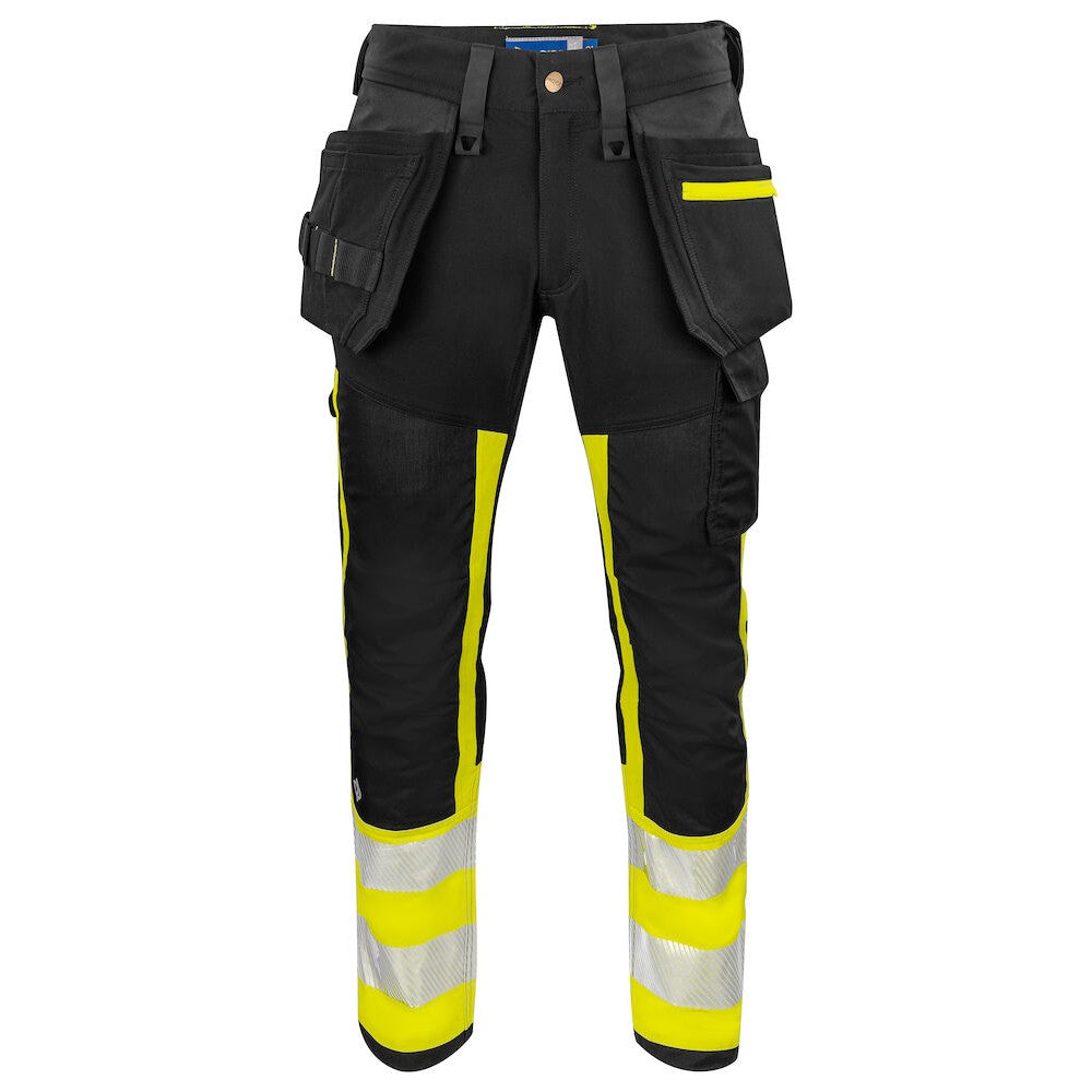 Yellow-Black - Front - Projob Mens 6540 Hi-Vis Work Trousers