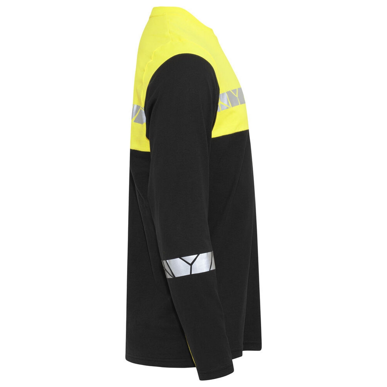 Black-Yellow - Side - Projob Mens Progression Hi-Vis Long-Sleeved T-Shirt