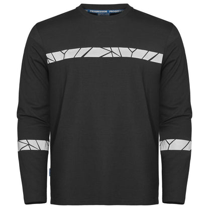 Black - Front - Projob Mens Progression Hi-Vis Long-Sleeved T-Shirt