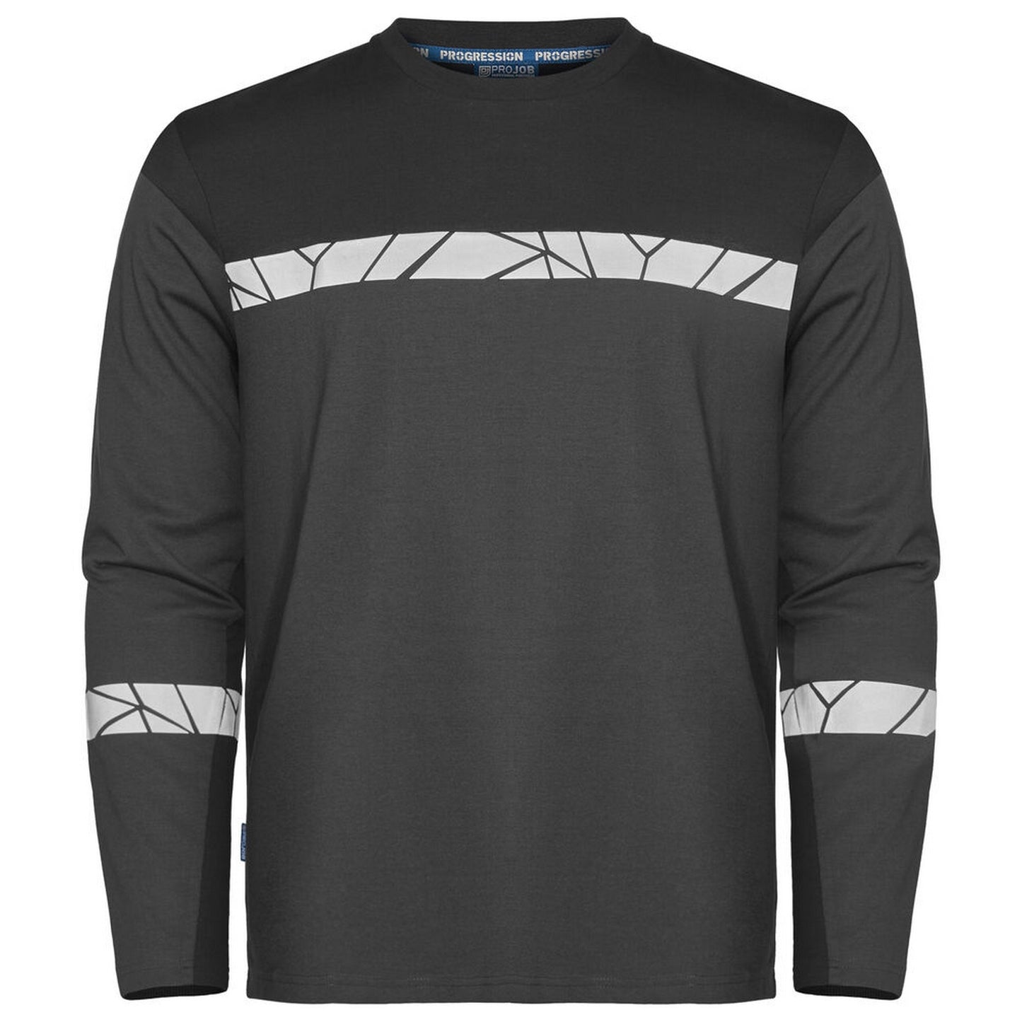 Grey-Black - Front - Projob Mens Progression Hi-Vis Long-Sleeved T-Shirt