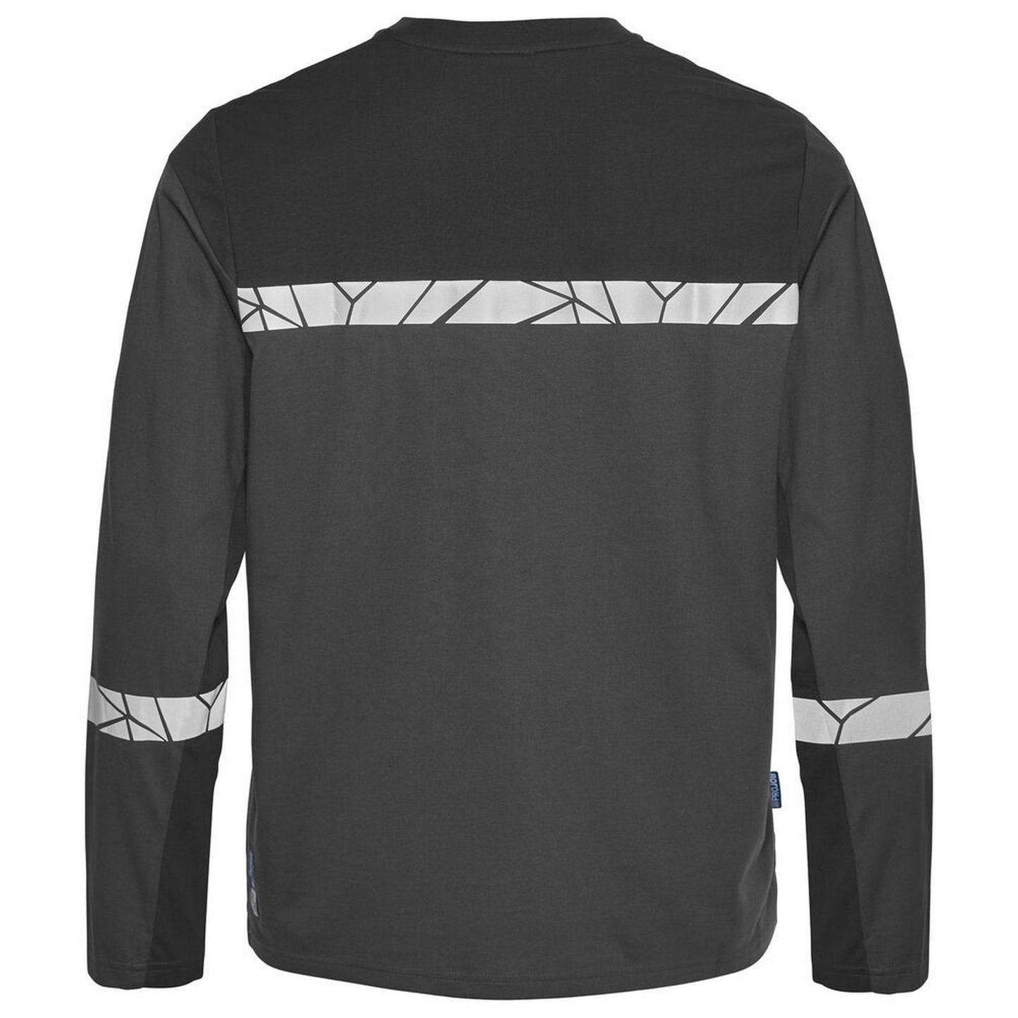 Grey-Black - Back - Projob Mens Progression Hi-Vis Long-Sleeved T-Shirt