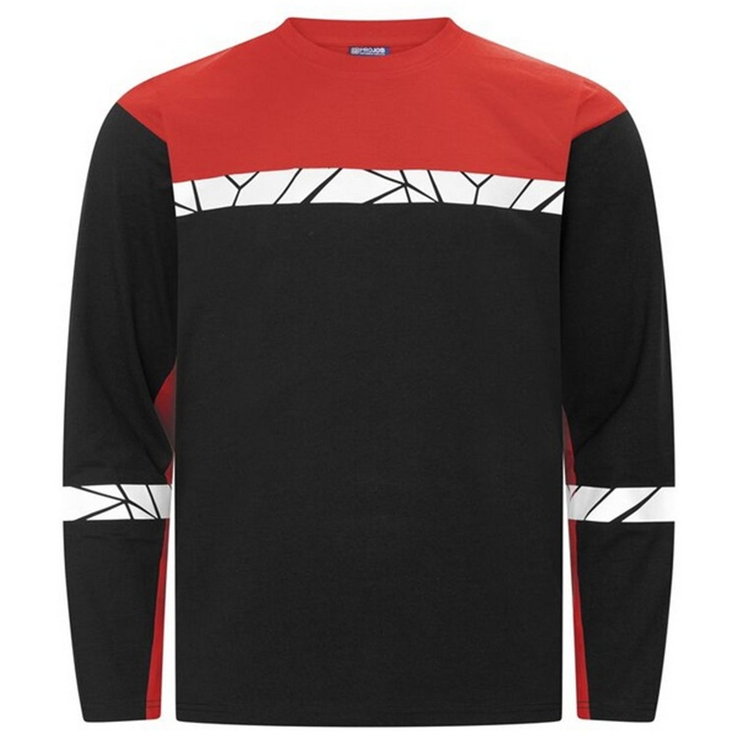 Black-Red - Front - Projob Mens Progression Hi-Vis Long-Sleeved T-Shirt