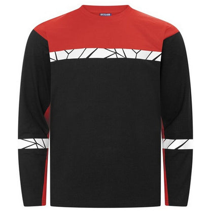 Black-Red - Front - Projob Mens Progression Hi-Vis Long-Sleeved T-Shirt