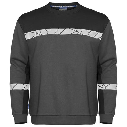 Grey-Black - Front - Projob Mens Progression Hi-Vis Sweatshirt