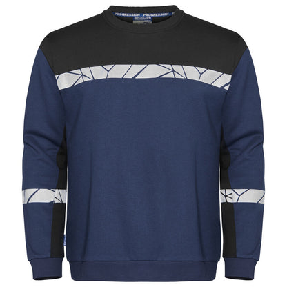 Navy-Black - Front - Projob Mens Progression Hi-Vis Sweatshirt