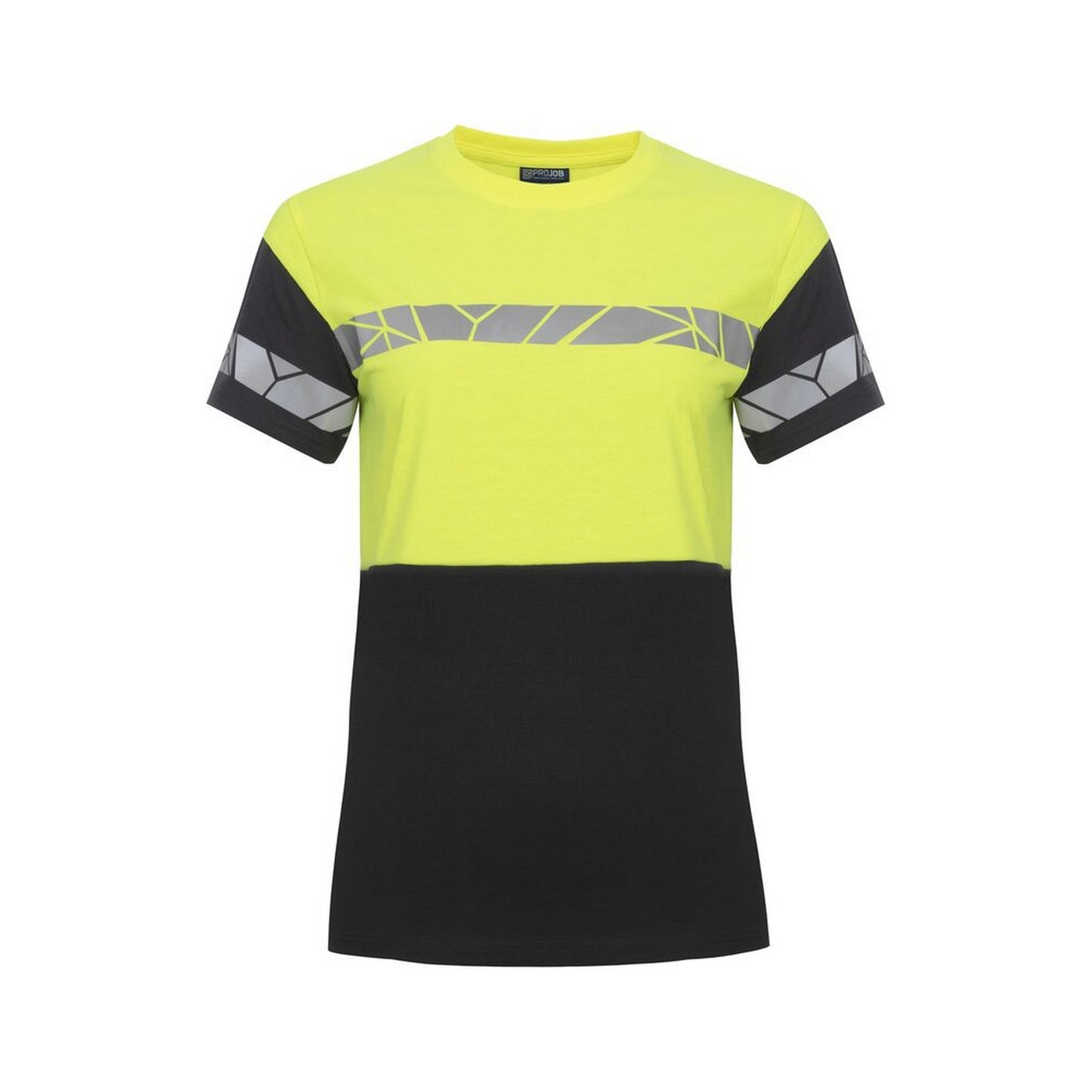 Black-Yellow - Front - Projob Womens-Ladies Progression Hi-Vis T-Shirt