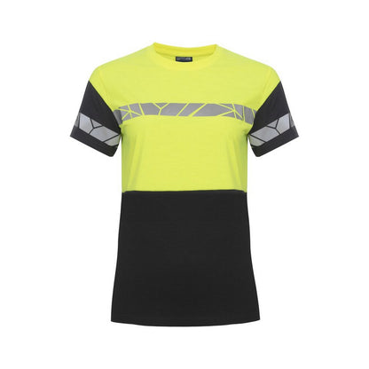 Black-Yellow - Front - Projob Womens-Ladies Progression Hi-Vis T-Shirt