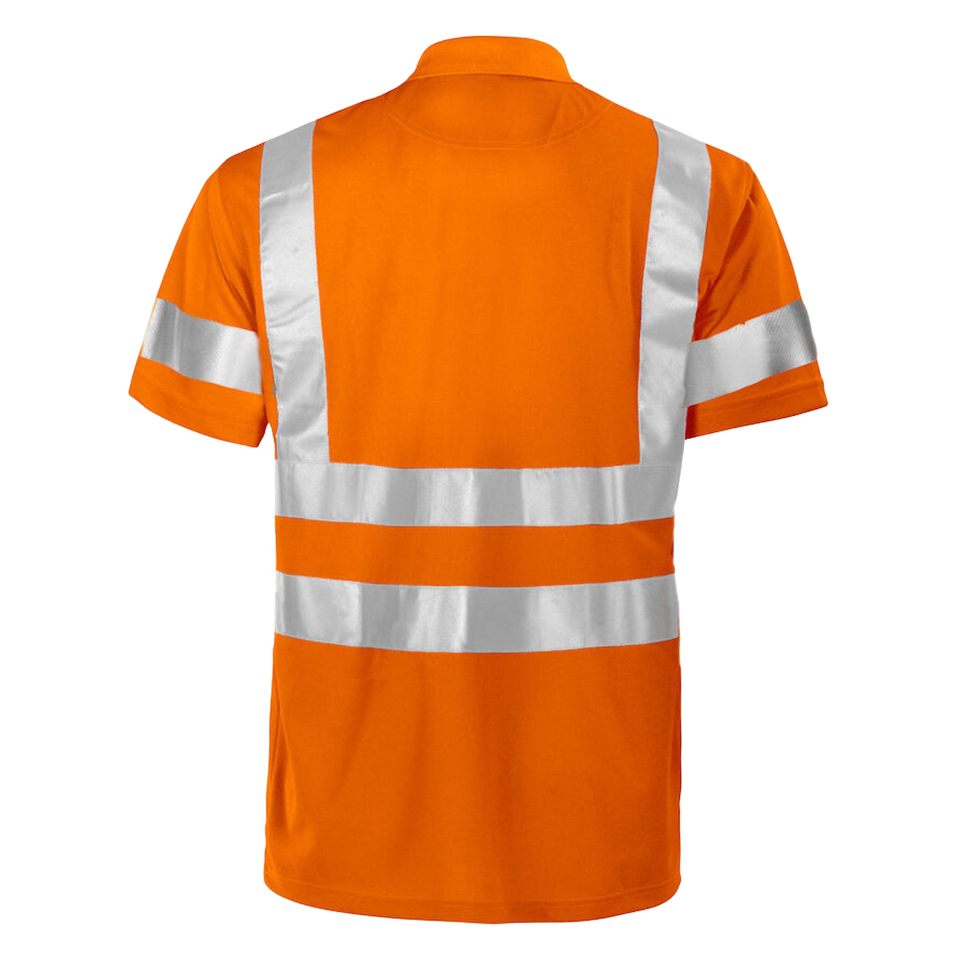 Orange - Back - Projob Mens Functional Pique Hi-Vis Polo Shirt