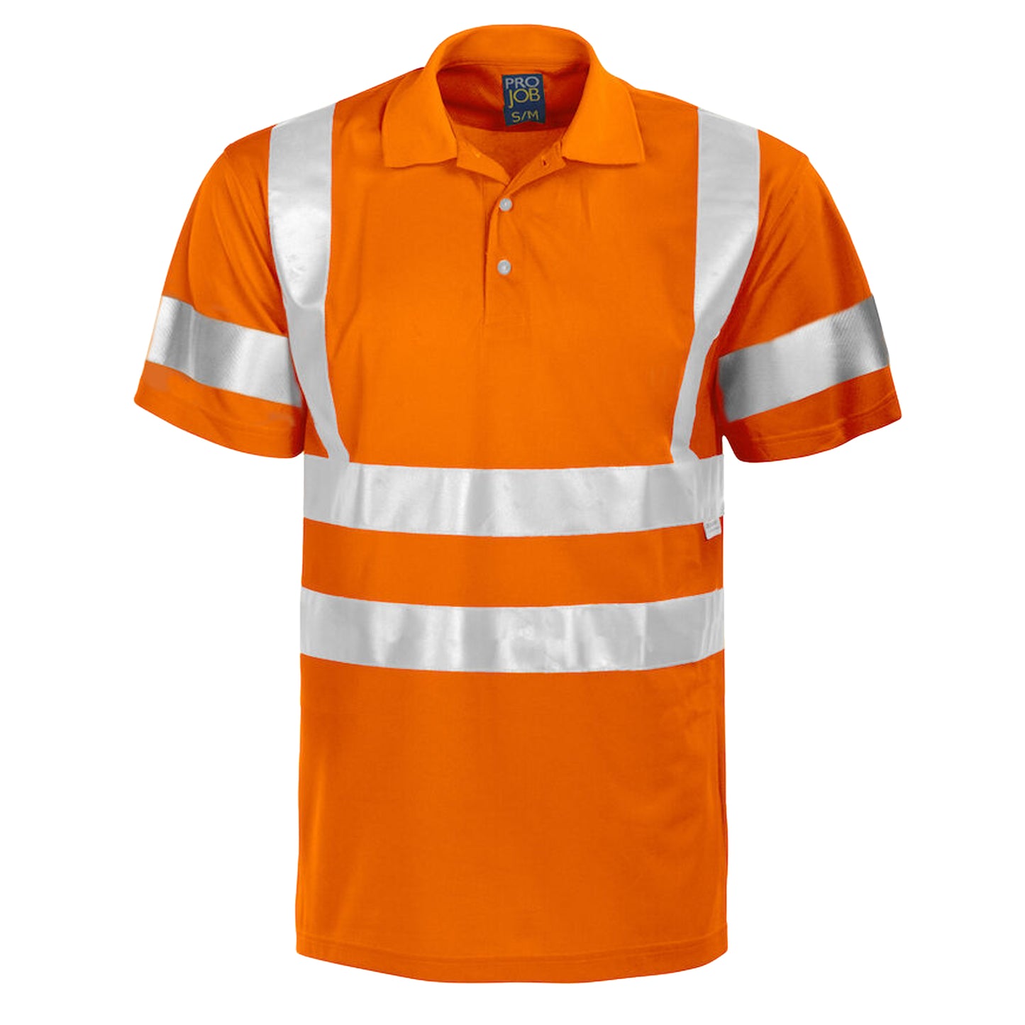 Orange - Front - Projob Mens Functional Pique Hi-Vis Polo Shirt