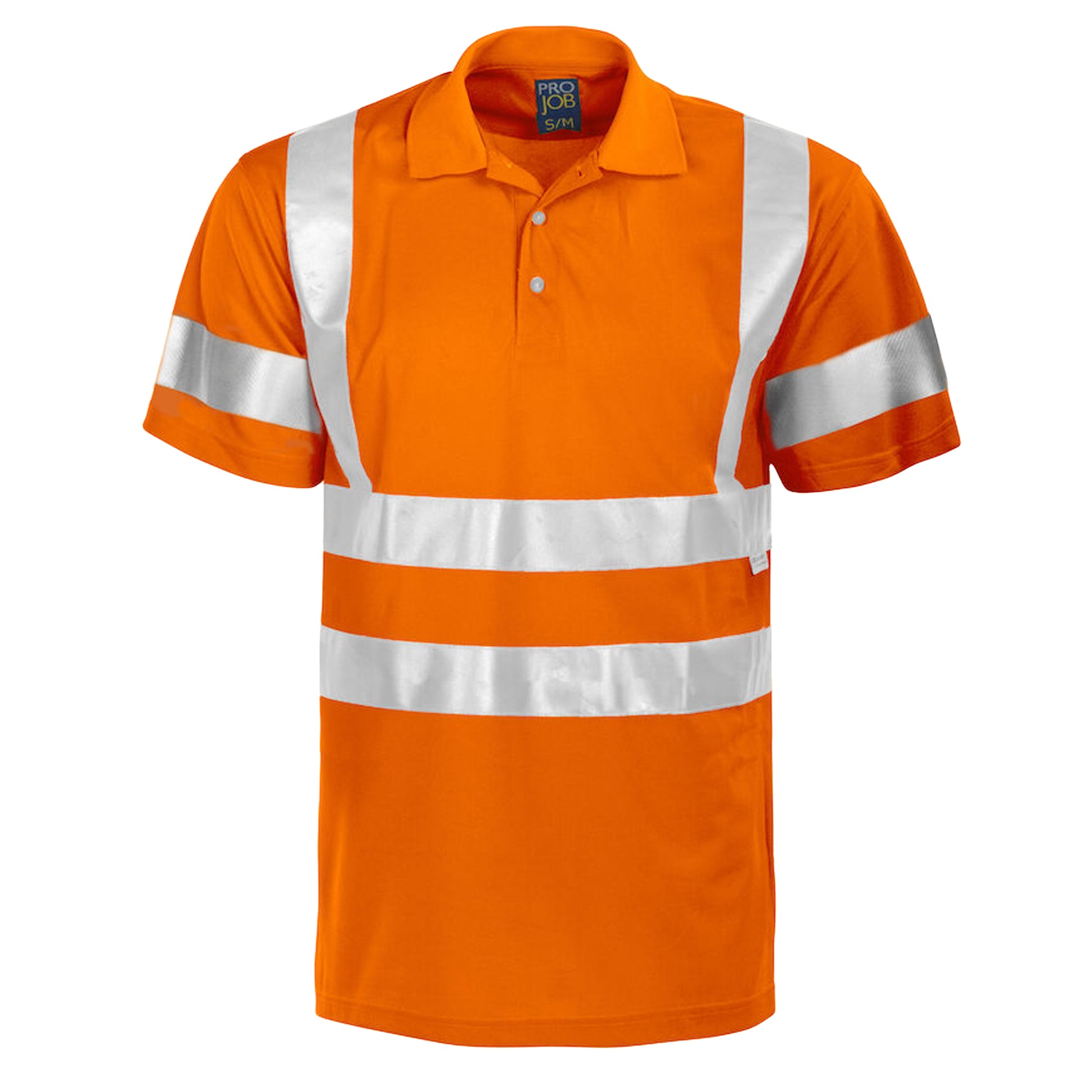 Orange - Front - Projob Mens Functional Pique Hi-Vis Polo Shirt