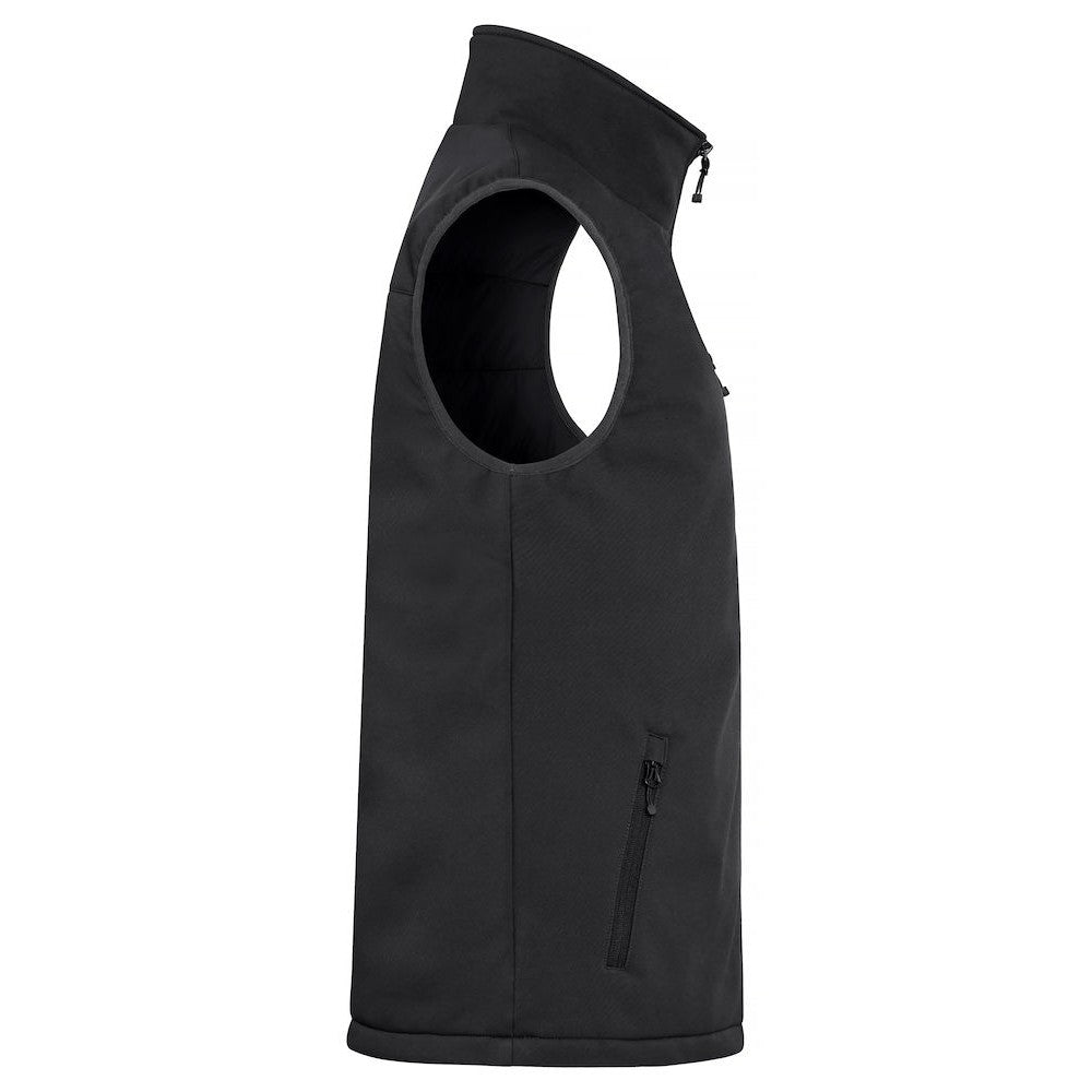 Black - Side - Clique Mens Softshell Padded Gilet