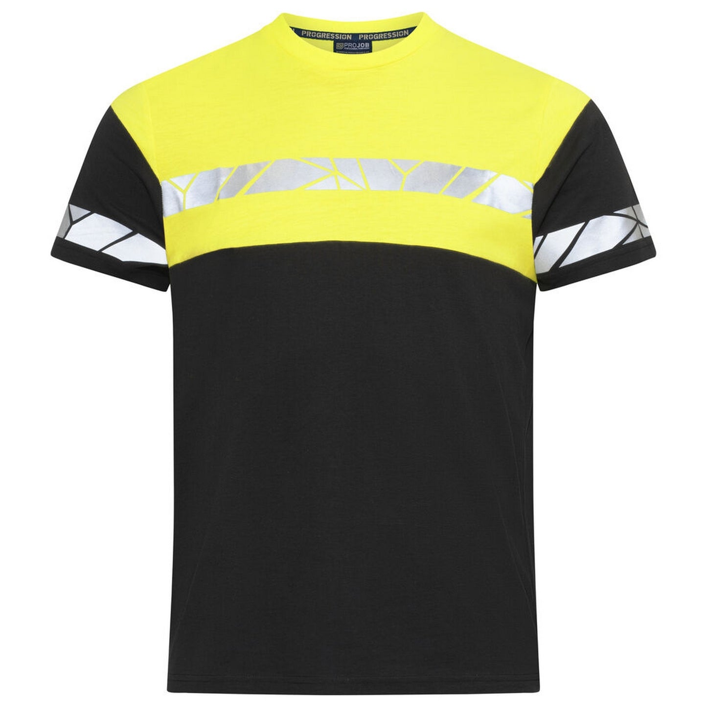 Black-Yellow - Front - Projob Mens Progression High-Vis T-Shirt