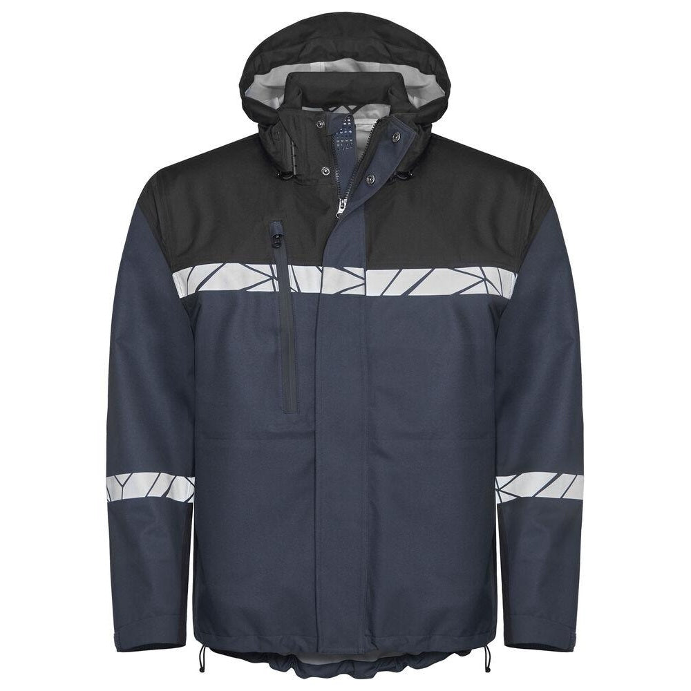 Navy-Black - Front - Projob Mens Progression Hi-Vis Soft Shell Jacket