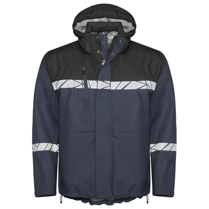 Navy-Black - Front - Projob Mens Progression Hi-Vis Soft Shell Jacket