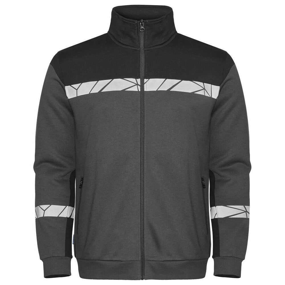 Grey-Black - Front - Projob Mens Progression Hi-Vis Full Zip Sweatshirt