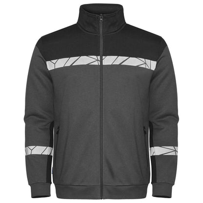 Grey-Black - Front - Projob Mens Progression Hi-Vis Full Zip Sweatshirt