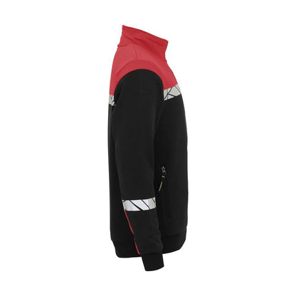 Black-Red - Side - Projob Mens Progression Hi-Vis Full Zip Sweatshirt