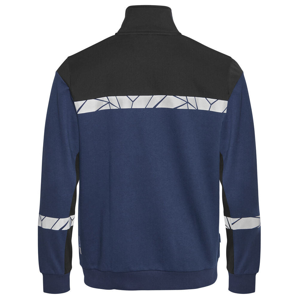 Navy-Black - Back - Projob Mens Progression Hi-Vis Full Zip Sweatshirt