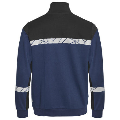 Navy-Black - Back - Projob Mens Progression Hi-Vis Full Zip Sweatshirt