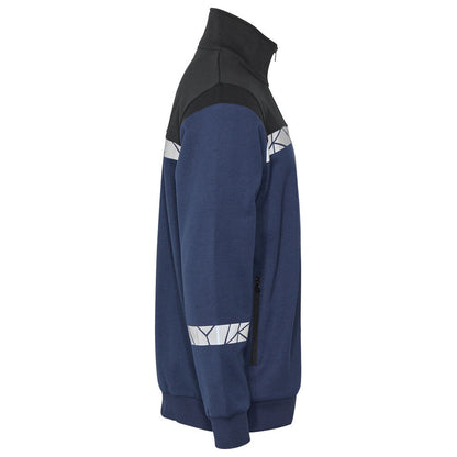 Navy-Black - Side - Projob Mens Progression Hi-Vis Full Zip Sweatshirt